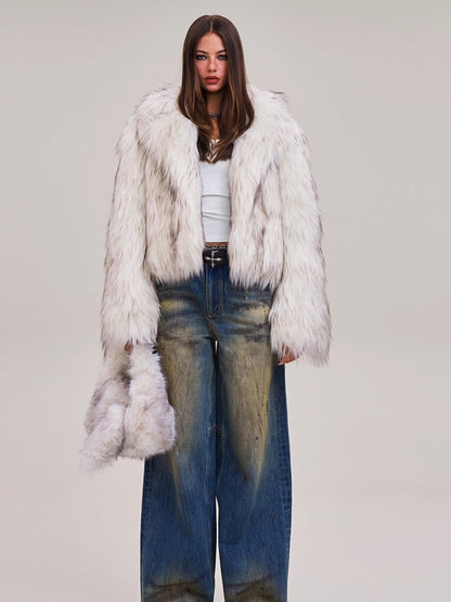 Cross Relic Wilderness Hunter Cropped Faux Fur Jacket