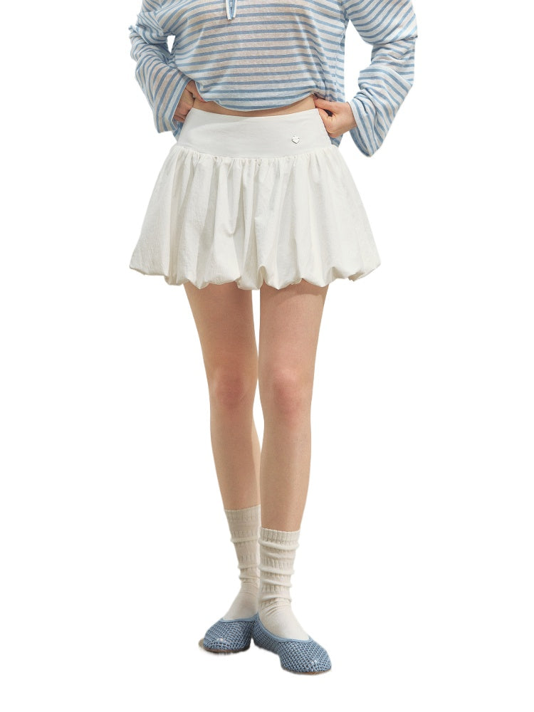 White Ballet-style Puff Midi Skirt - CHINASQUAD