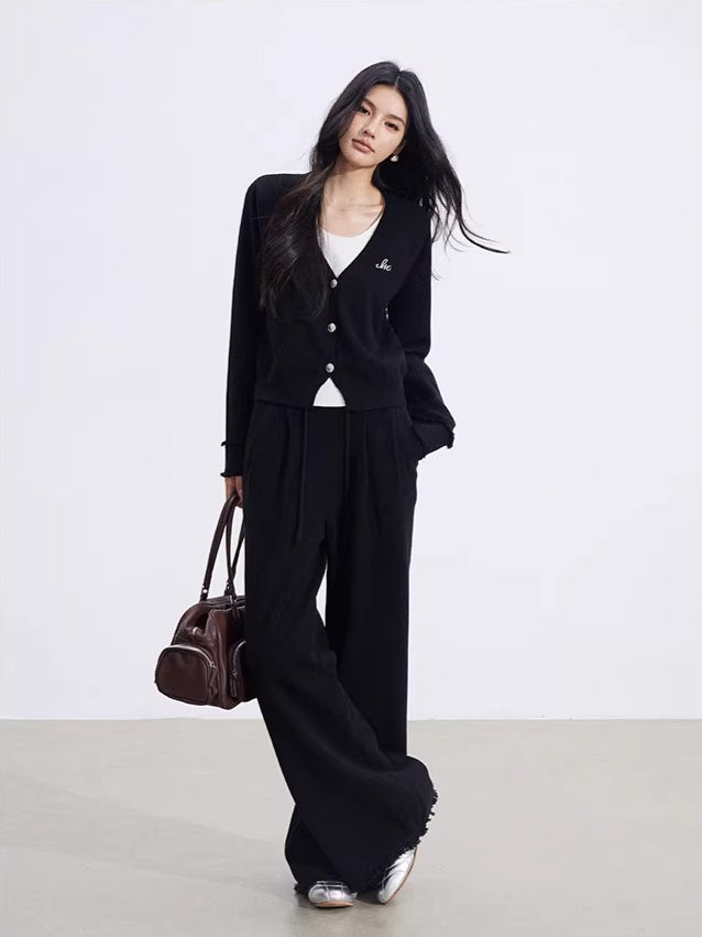 Mock-Layer Crop &amp; Wide-Leg Knit Set