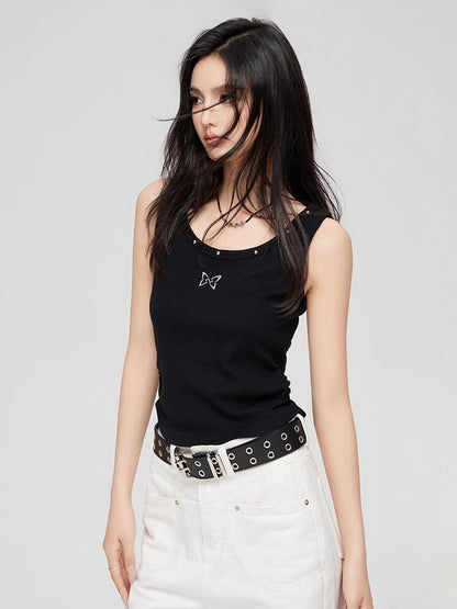 Butterfly Charm U-Neck Tank Top