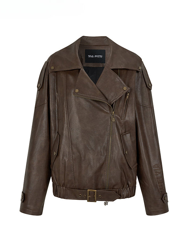 Oversized PU Leather Biker Jacket