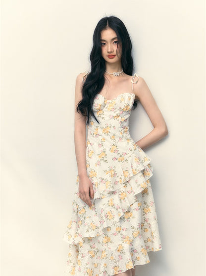 Yellow Rose Floral Dress