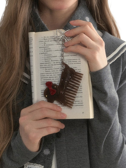 Vintage Bow Dachshund Rhinestone Comb