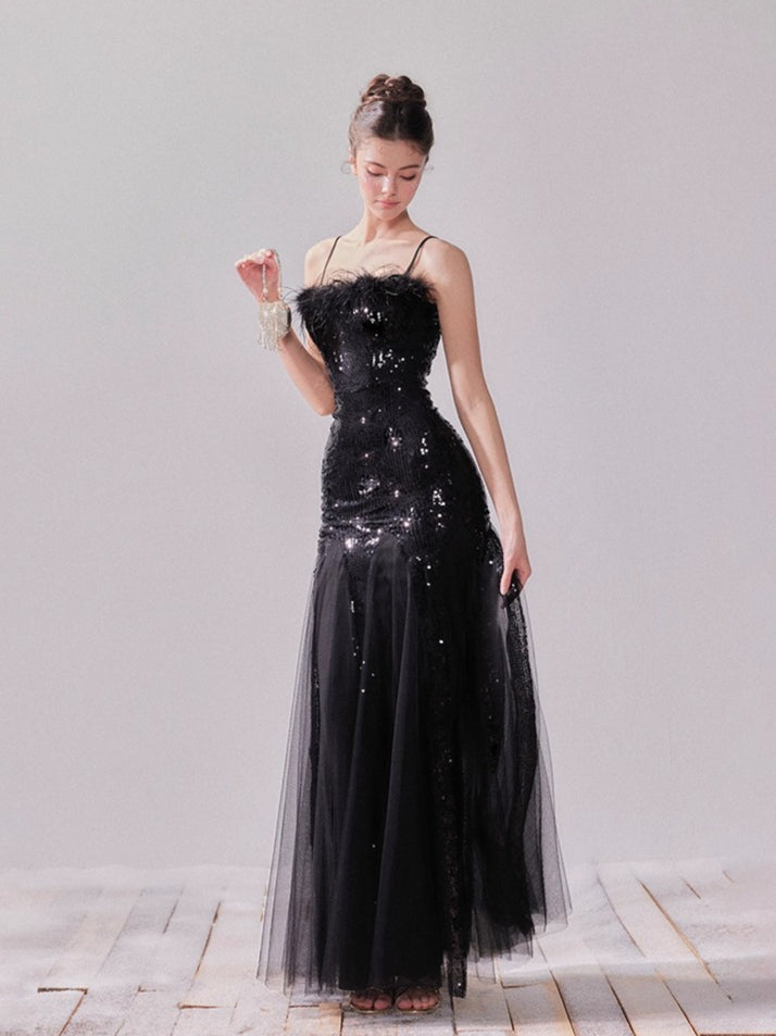 Starlit Pearl Sequin Mesh Mermaid Gown