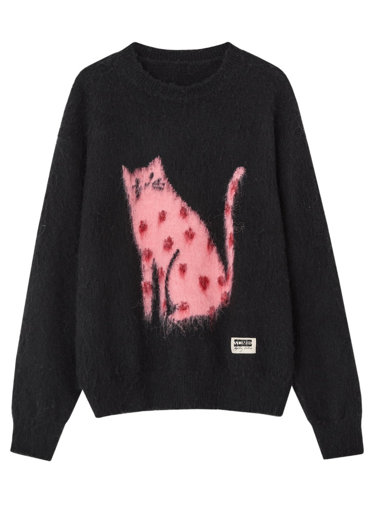 Lucky Cat Long Fur Sweater