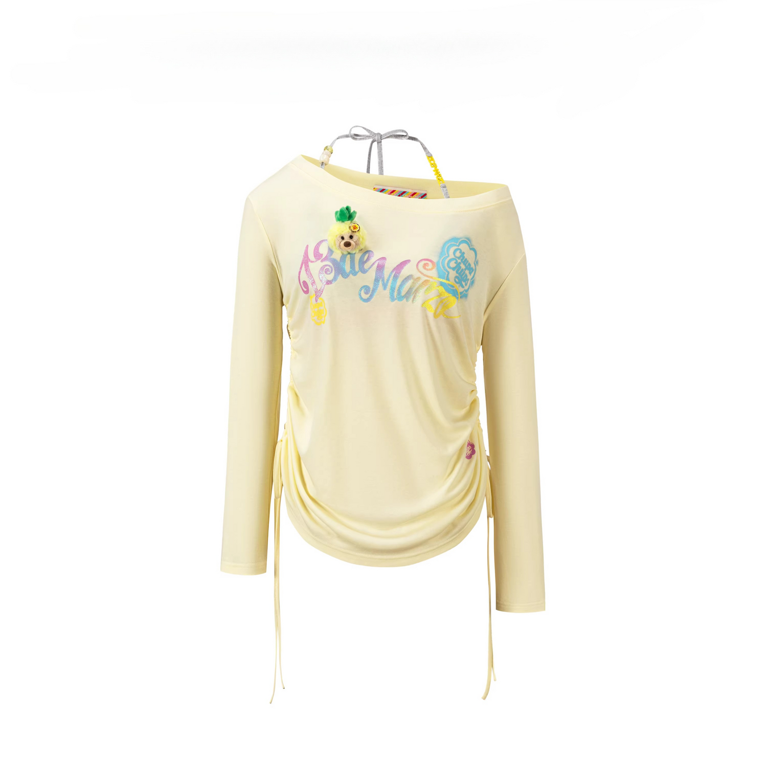 Asymmetric Shoulder Long Sleeve Top Set