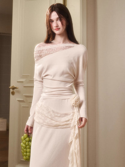 Breathe Lace Off-Shoulder Blouse &amp; Skirt Set