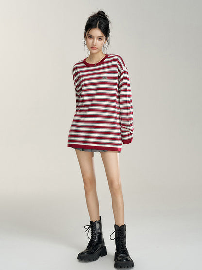 Striped Contrast Loose Knit Sweater