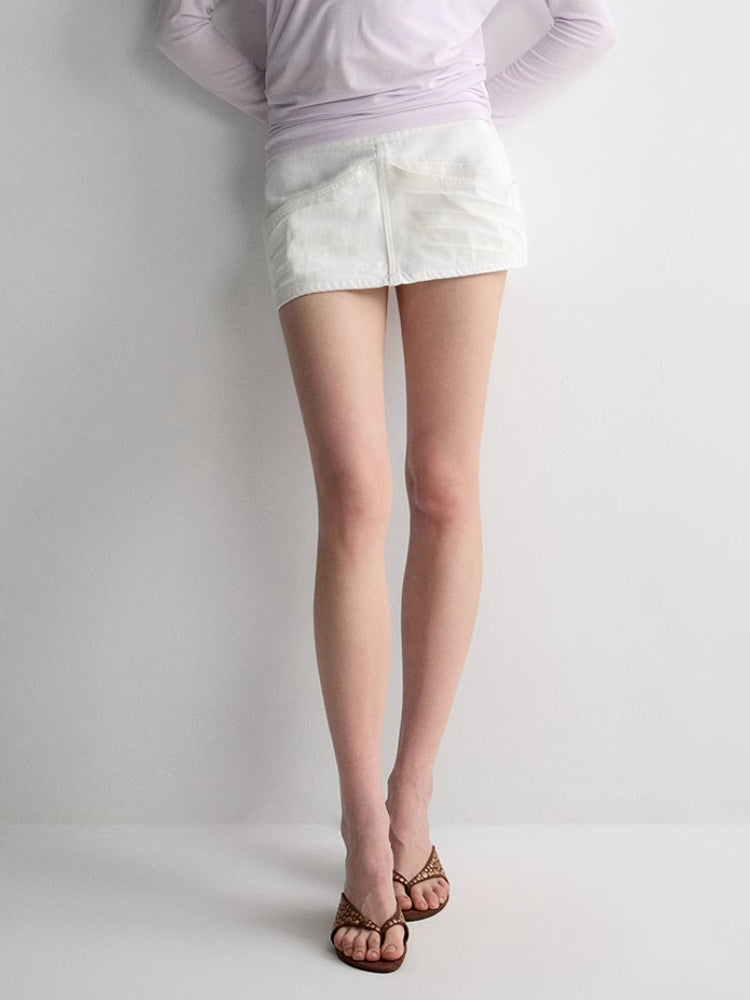 White Denim Straight Skirt