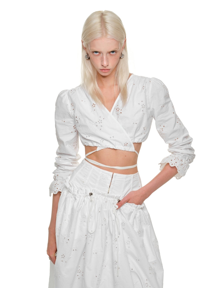 White Hollow Jacquard Shirt