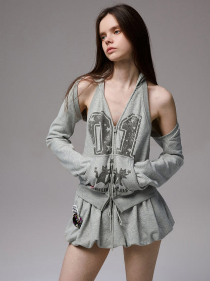 Solid Color Sweatshirt Fabric Drawstring 3D Tulip Skirt - CHINASQUAD
