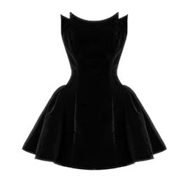 Devil’s Kiss Strapless Velvet Puff Dress