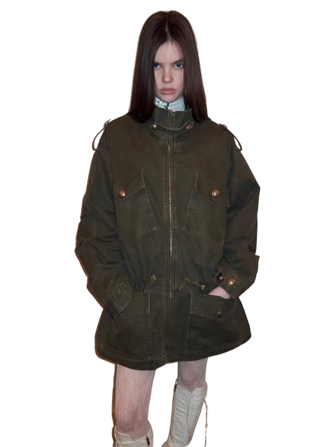 Washed Vintage Utility Pocket Jacket
