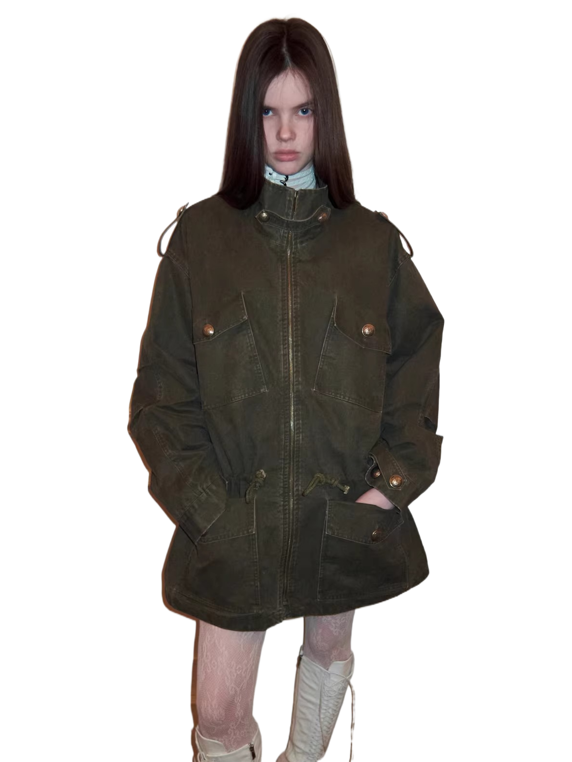 Washed Vintage Utility Pocket Jacket