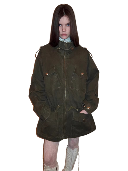 Washed Vintage Utility Pocket Jacket