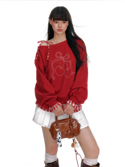 Faux Layered Off-Shoulder Sweatshirt