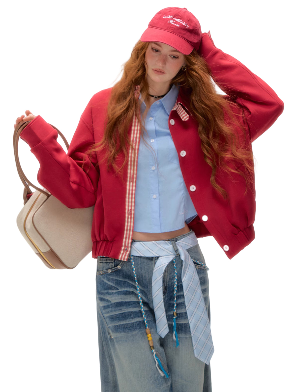 Miu-Style Plaid Patchwork Jacket