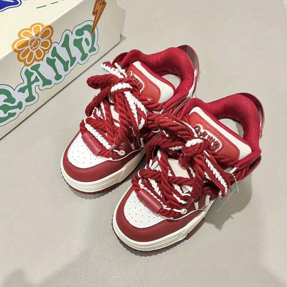 Burgundy Low-Top Casual Sneakers