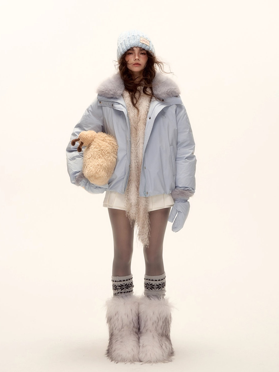 Fur-Collar Short Down Puffer Jacket