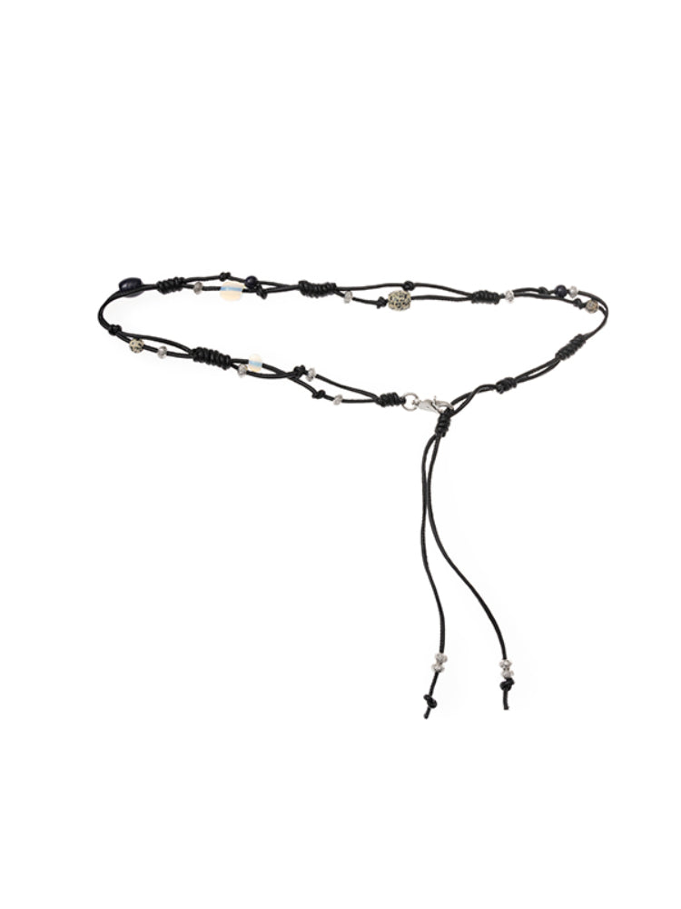 Hand-Woven Metal Flowers and Natural Stones Waist Chain - CHINASQUAD