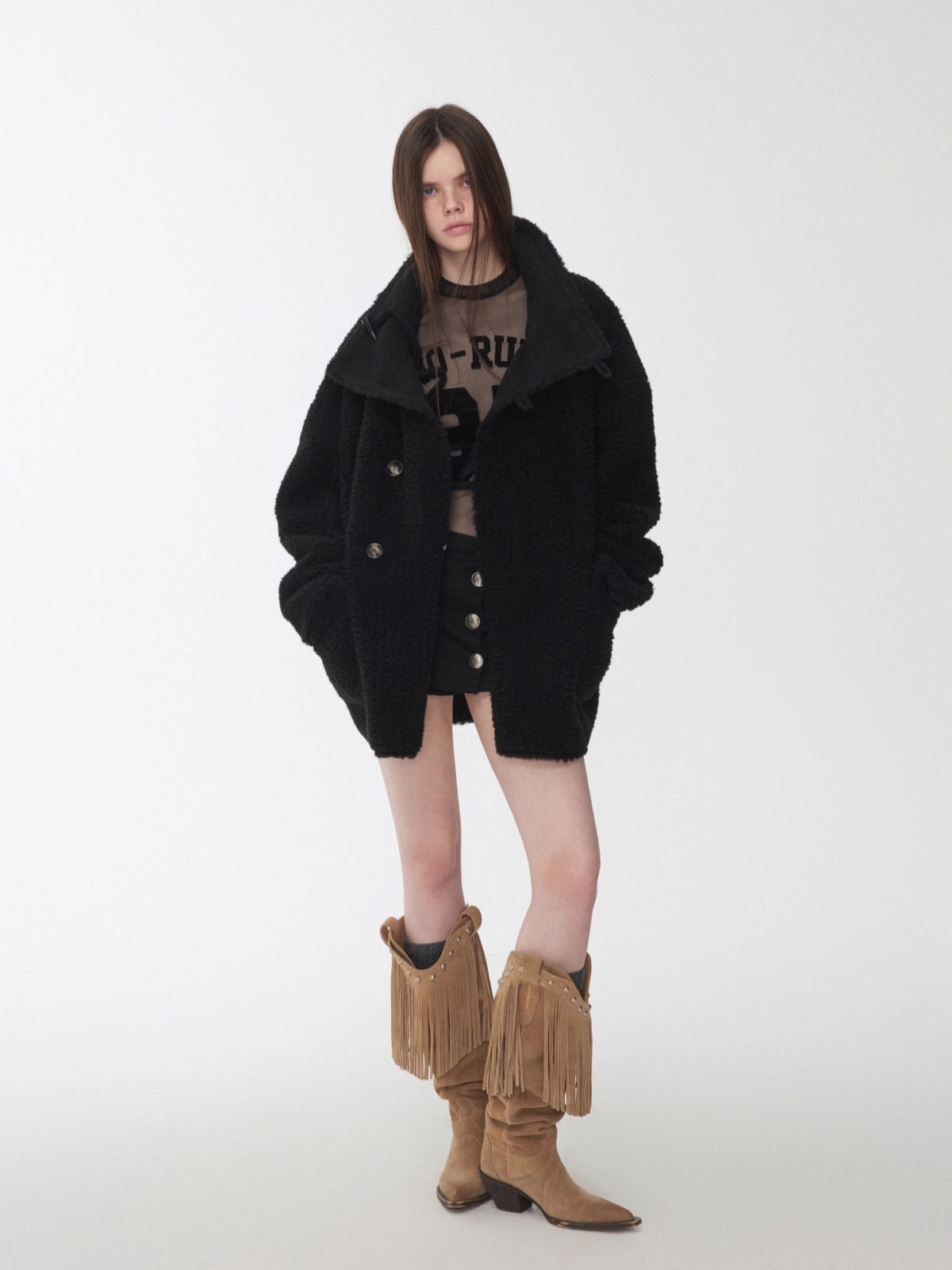 Toggle Collar Reversible Shearling Jacket
