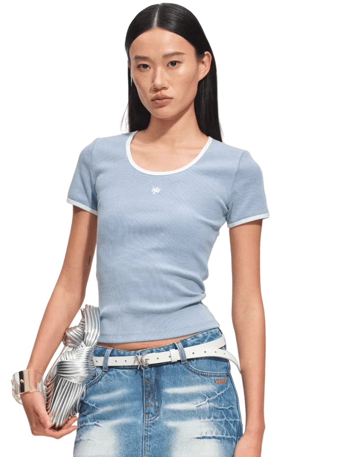 Colorblock Crewneck Fitted T-Shirt