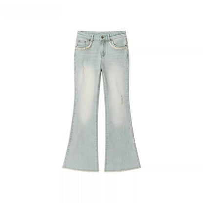 Raw-Edge Slim Flared Denim Jeans