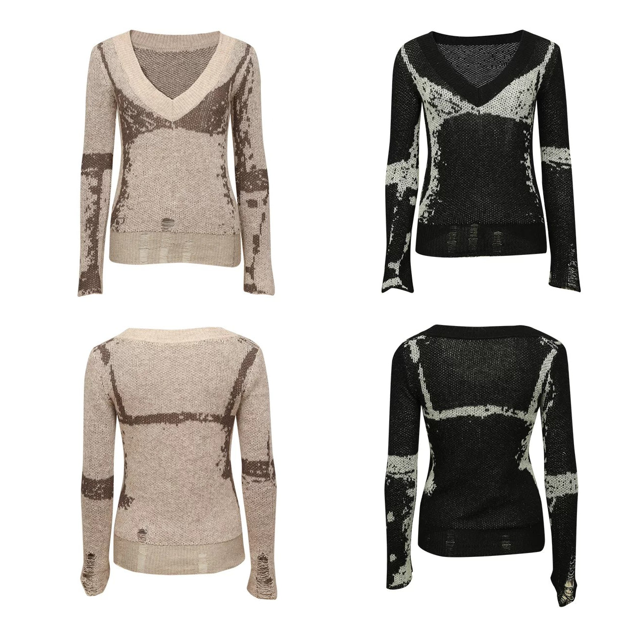 V-Neck Lamb Wool Slim-Fit Knit Sweater