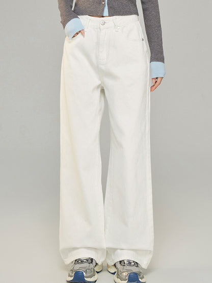 Letter Embroidery Wide-Leg Jeans