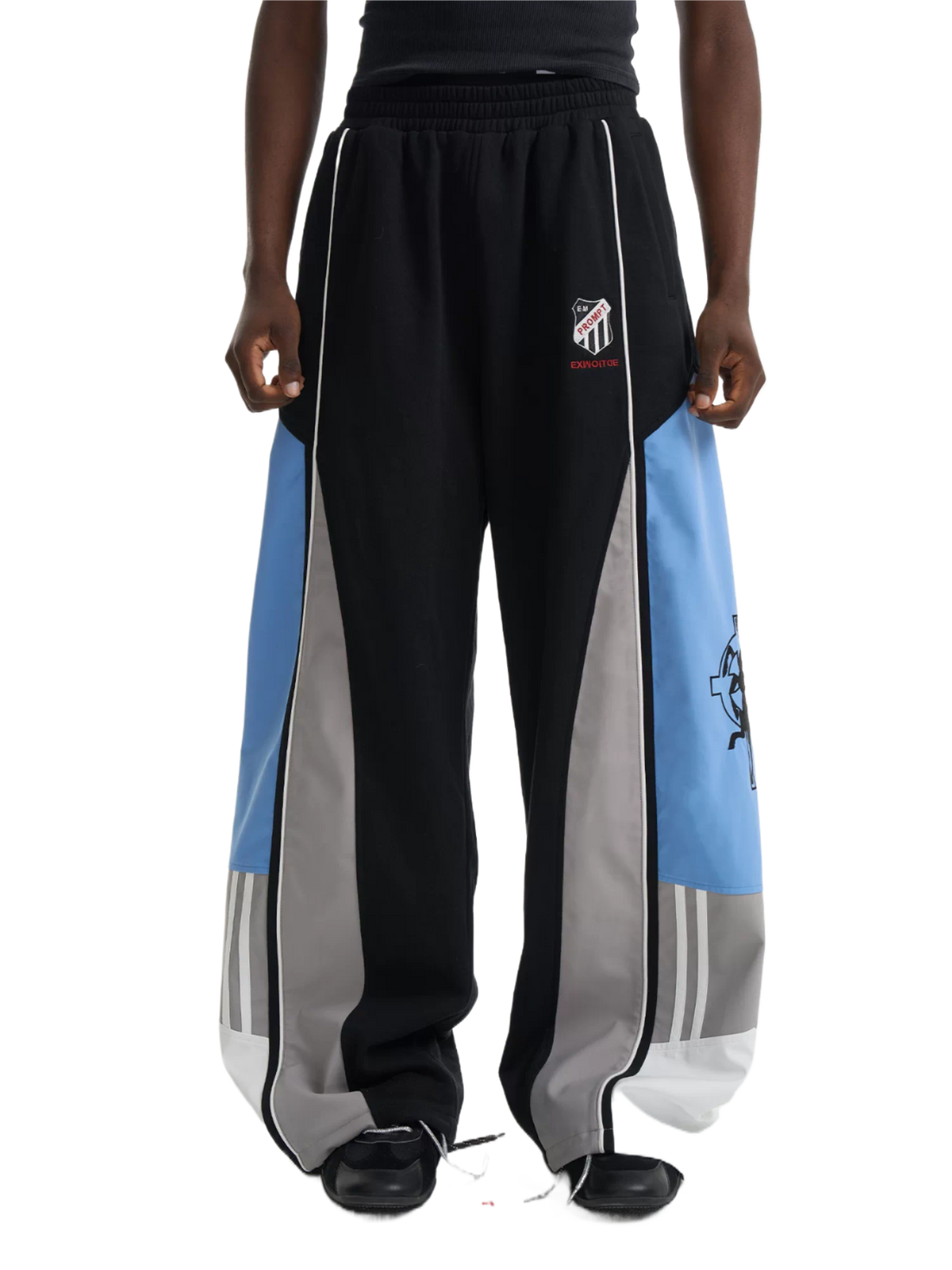 Contrast Panel Embroidered Track Pants