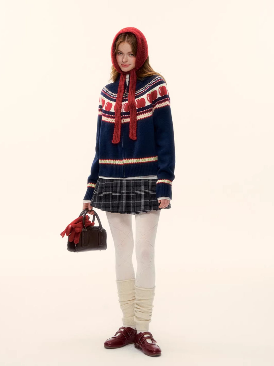 Vintage Red Plaid Wool-Blend Mini Skirt