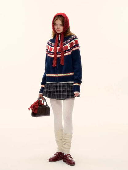 Vintage Red Plaid Wool-Blend Mini Skirt