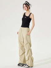 Lace Paneled Pleated Wide-leg Pants - CHINASQUAD