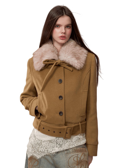 Plush-Collar Quilted Cotton Jacket