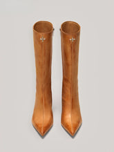 Compass Badge Sword Leather High Heel Boots Patina Wild Horse Brown Patina - CHINASQUAD