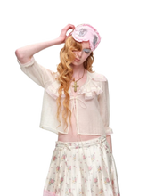 Contrast Ruffle Sailor Collar Chiffon Cropped Cardigan 1Jinn Studio