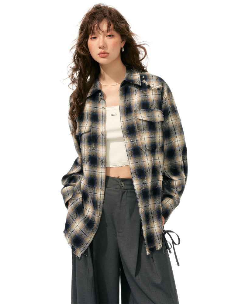 Retro Tassel Checkered Shirt - CHINASQUAD