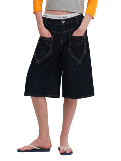 Vintage Raw Denim Cropped Straight-Leg Jeans