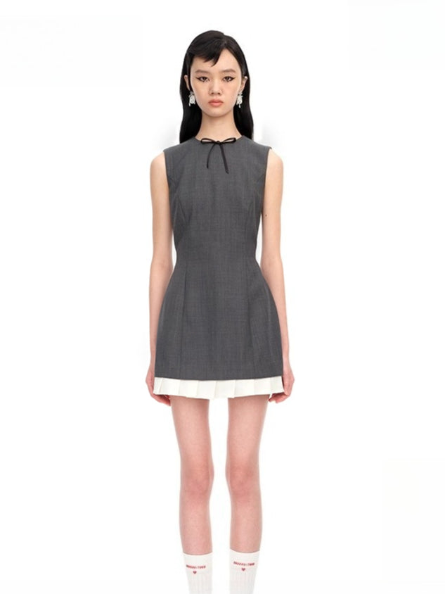 Ruffled Wool-Blend Sleeveless A-Line Dress
