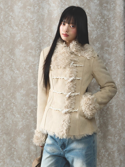 Shearling Lining Suede Duffle Jacket