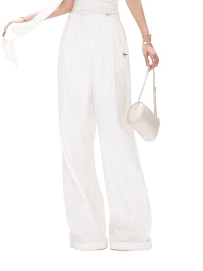 Relaxed Linen-Blend Wide-Leg Trousers