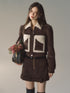 Brown Faux Fur Patchwork Short Jacket - CHINASQUAD