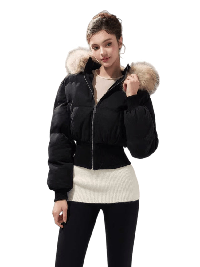 Retro Hourglass Waist Cotton Puffer Jacket