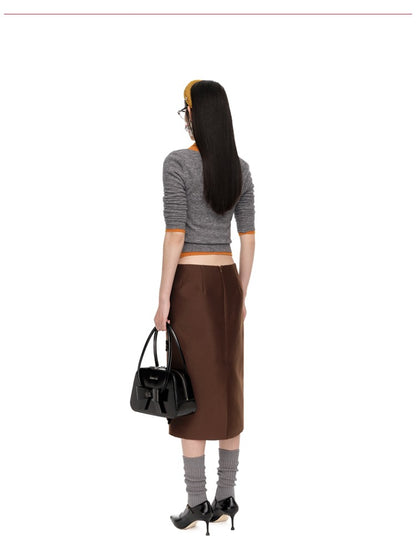 Round-Neck Fitted Wool-Blend Knit Cardigans