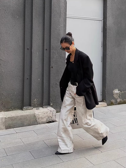 Vintage Washed Fringe-Edge Casual Blazer