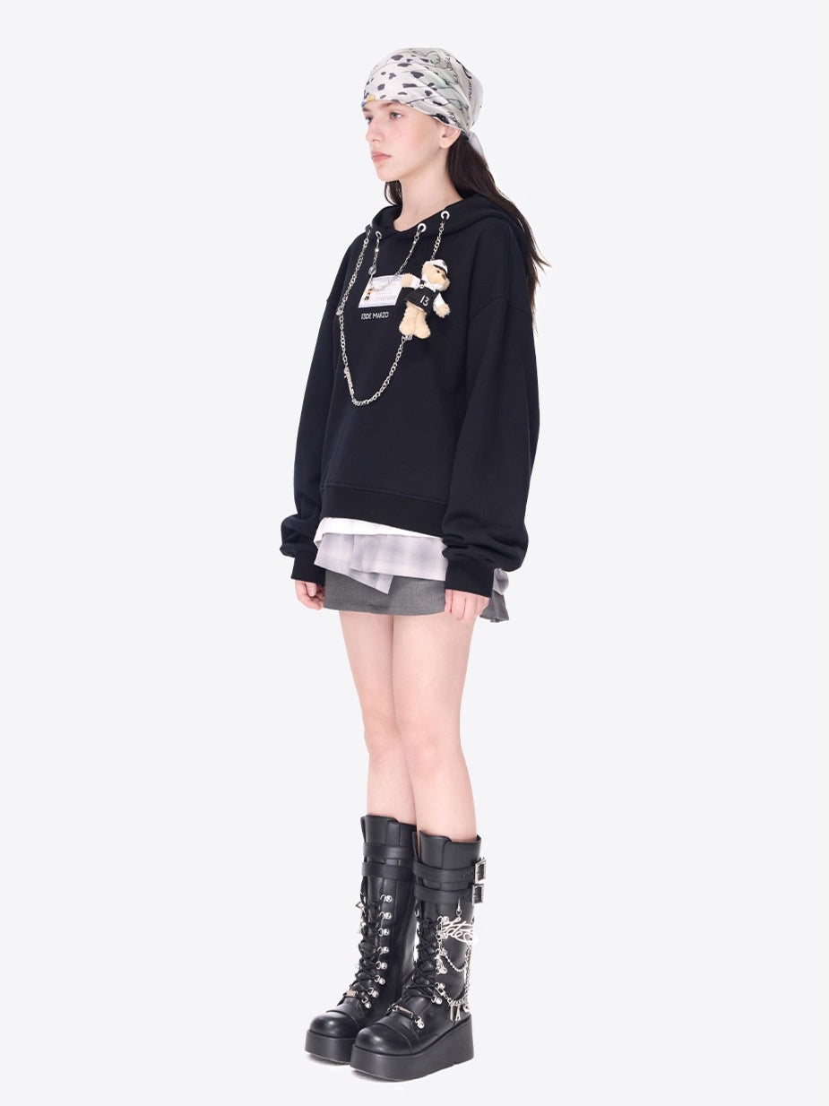 Sheriff Chain Detail Layered Hoodie