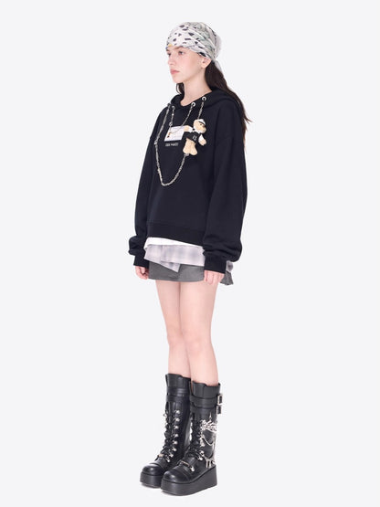 Sheriff Chain Detail Layered Hoodie
