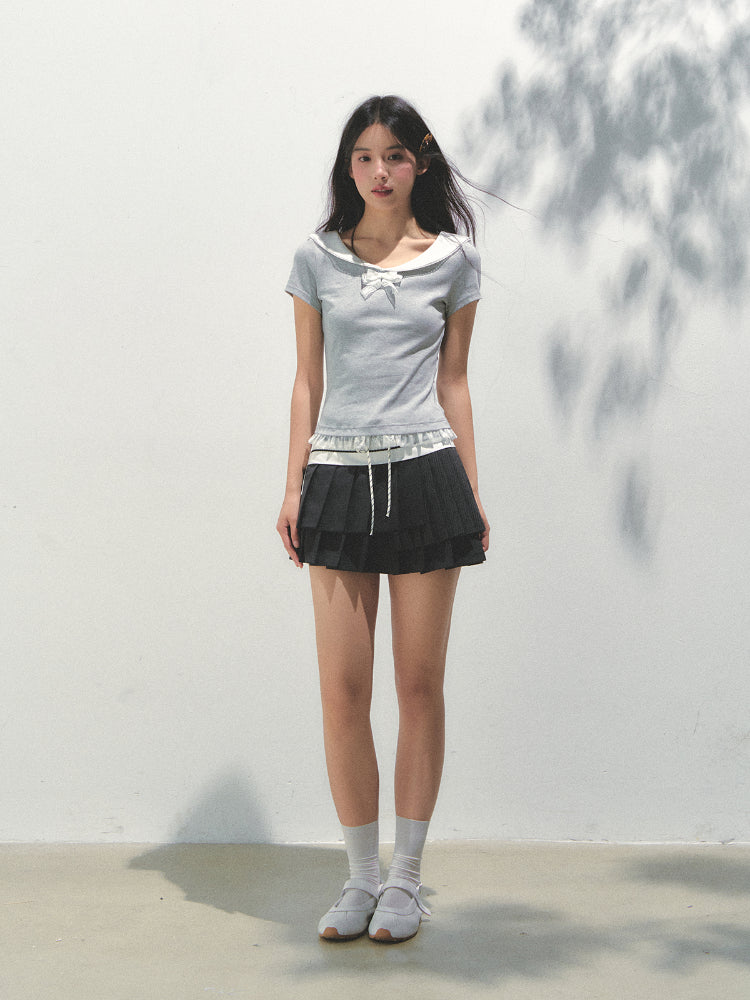 Lace Bow Retro T-shirt - CHINASQUAD