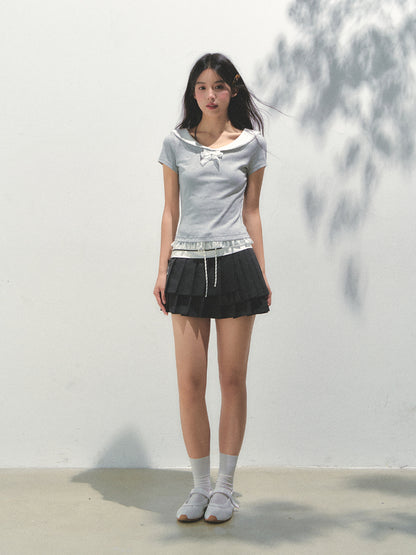 Lace Bow Retro T-shirt - CHINASQUAD