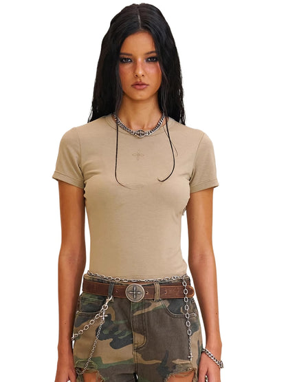 Compass Emblem Fitted Stretch Tee